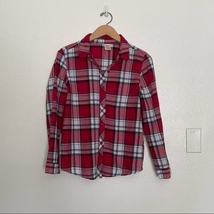 Faded Glory Plaid Flannel Button Up Shirt Sz L